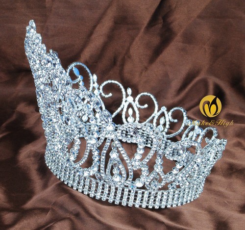 Fantastico diadema diadema diadema diadema argento cristallo matrimonio sfilata festa costumi - Foto 5 di 8