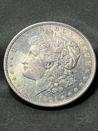 SHARP~1921 D MORGAN S$1~LITE BLUE TONE~90%Ag~WELL DEFINED~U.S. COLLECTABLE COIN