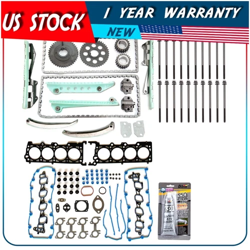 ✔Head Gasket Set Timing Chain Bolts Kit 1999-2000 For Ford Mustang GT 4.6L