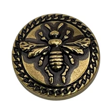  Bumblebee Round Gold tone Metal shank Bee Replacement button .80"