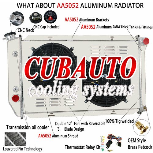 4 Row Radiator Shroud Fan For 1972-1979 Ford Thunderbird Lincoln Mercury Cougar - Foto 1 di 11