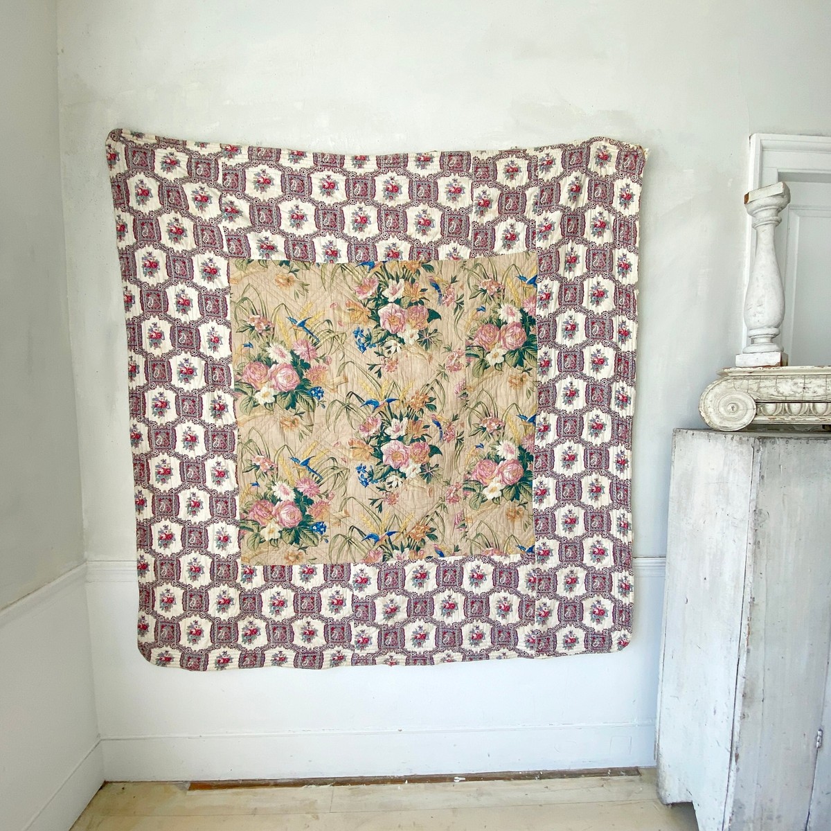 French Country Quilts Hang SALE Blue French Country Table Runner Quilt