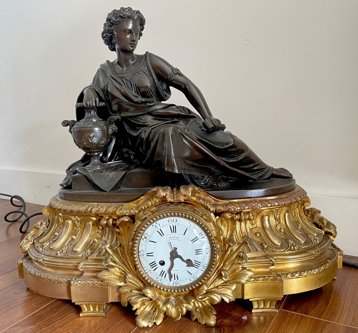 【TENNY THE MAN】フランス製　アンティーク　ビンテージ　陳列 Rare Antique French Monumental Gilt Bronze Mantel Clock- Denière