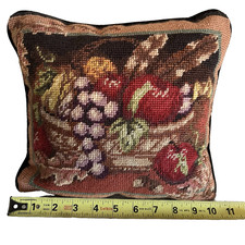 Vintage Tapestry Throw Pillow Still Life Fruit Basket Home Decor Cottagecore