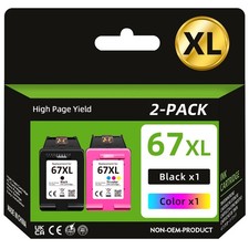 67XL Ink Cartridge for HP 67 Ink Deskjet 2800e 2752e 2755e 4100e Envy 6000 6458