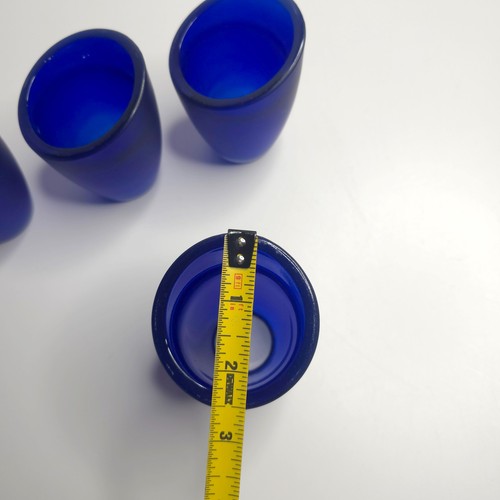 Set of 4 Vintage Frosted Cobalt Blue Glass Lamp Shade - Picture 12 of 15