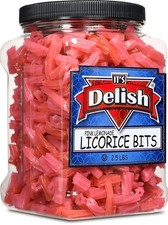 Pink Lemonade Licorice Bits by Its Delish, 2.5 LBS (40 Oz) Jumbo Container Jar