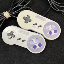 Lot 2 SNES Super Nintendo Original Controllers OEM SNS-005 Tested Cable Repairs