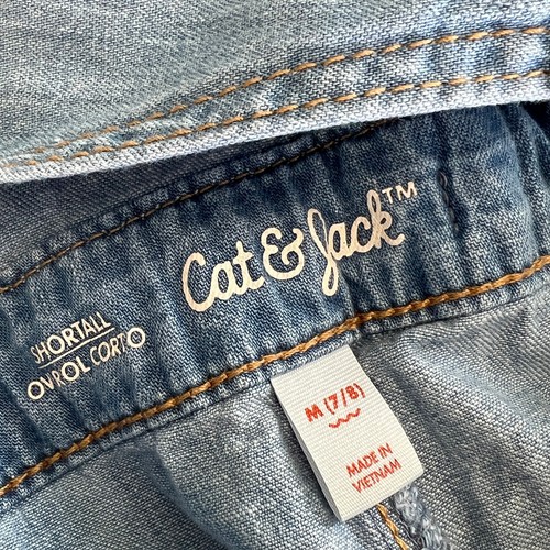 Cat & Jack Girl's Blue Cotton Denim Shortalls Overall Shorts Size M Medium 7/8 - Picture 10 of 12