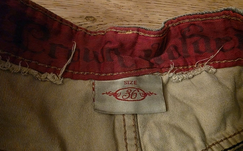 Pantalones de mezclilla negros Y2K Crown Holder auténticos bordados 36X30 para hombre Hip Hop Foto 3 de 4