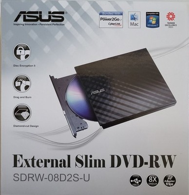 ASUS SDRW-08D2S-U External Slim 8X DVD-RW Optical Drive NEW in Open Box