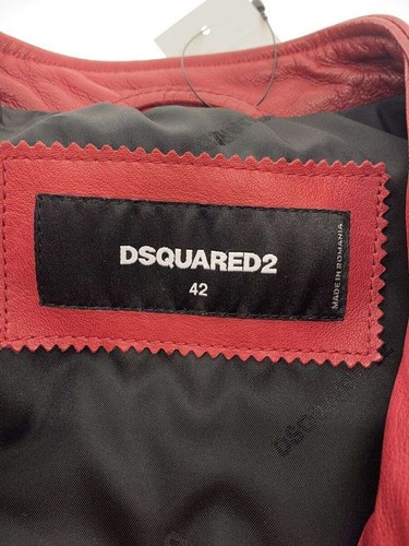 DSQUARED2 RIDER JACKET SINGLE 46 SHEEP LEATHER RED SOLID COLORING S74AM0672 - Picture 3 of 6