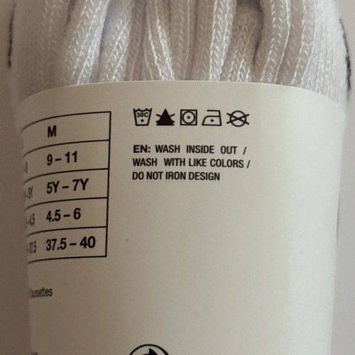 NIKE Kids Crew Socks (6 Pairs) – White with Black Logo Youth Size 7C–10C NEW - Picture 4 of 4