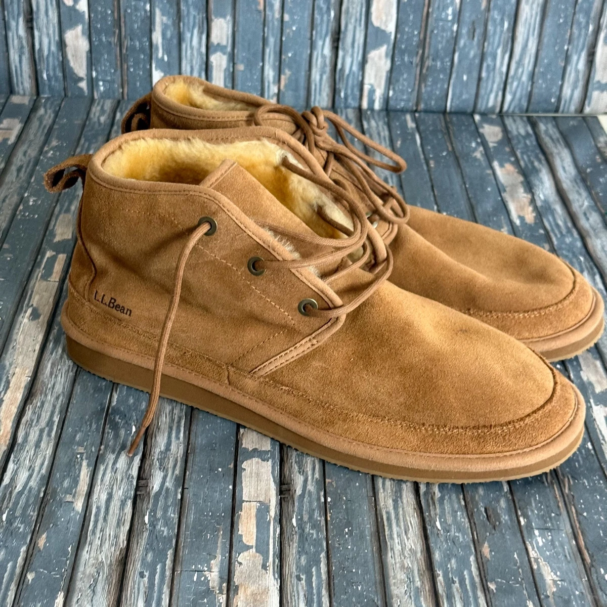 LL Bean Wicked Good Suede Shearling Lined Chukka‎ Boots Tan Brown Lace Up NEW LL Bean Wicked Good Lodge Chukka Women main image 4