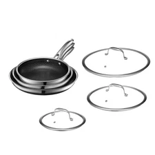 HexClad Hybrid Nonstick 6-Piece Fry Pan Set, 8, 10, and 12-Inch Frying Pans w...