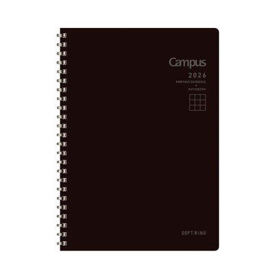 KOKUYO 2026 Campus Weich Ring Tagebuch, Monthly Block, A5, Black, Ni-SMND-A5-26