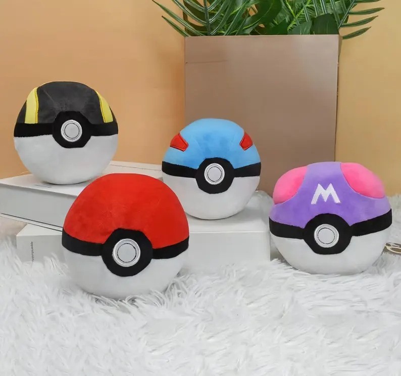 Pack of 4, Pokemon 5" Pokeball Plush Toy - Great For Kids/Parties/Etc...!!