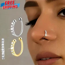 2pcs Elegant U-Shaped Nose Clips Non-piercing Nose Stud Fake Nose Ring For Women