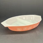 Vintage Pyrex Pink Daisy Pink/White  1 1/2 Qt. Divided Cassarole Dish NO LID