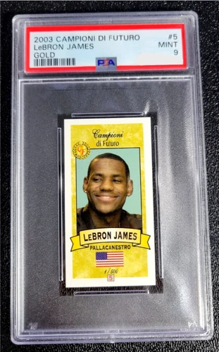 2003 PSA 9 MINT LEBRON JAMES GOLD ! CAMPIONI DI FUTURO ROOKIE CARD MULTIPLE