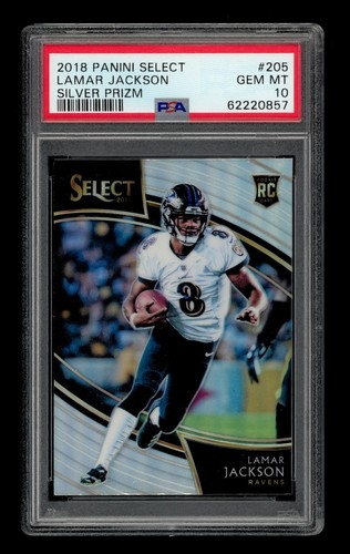 2018 Panini Select Silver Prizm: #205 Lamar Jackson PSA 10 GEM MINT