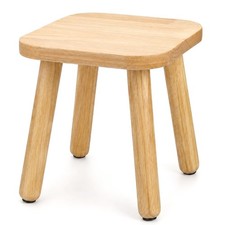 9.3" Small Wooden Step Stool - Non-Slip, Sturdy Footstool for Adults, 300 Lbs Ca