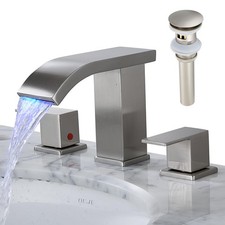 Bathroom faucets 3 Hole Widespread Brushed Nickel Bathroom Sink Faucet 8 inch...