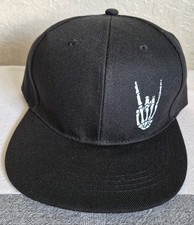 Black Cap With Skeleton Hand Peace Brand New