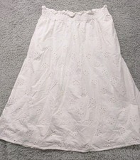 Universal thread women's Maxi Skirt Eyelet XL 100 Cotton White