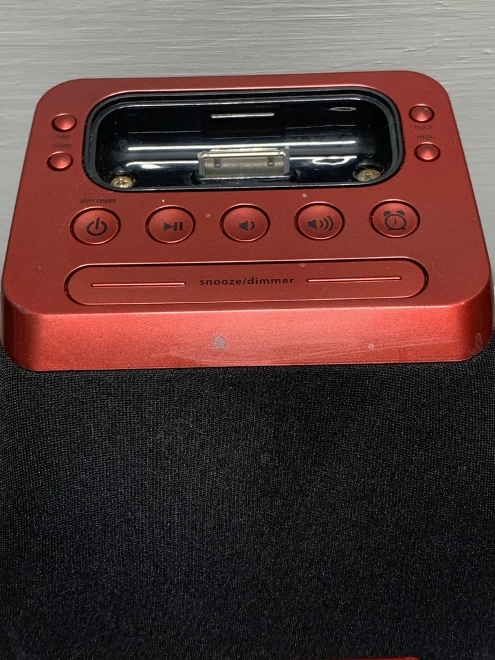 iHome iP21 Reloj Despertador Altavoz Base Rojo 30 Pines para iPod iPhone Sin Adaptador EXB Foto 2 de 4