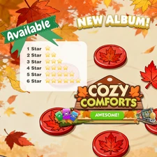 🍂 Cozy Comforts Album Mono-poly-Go Stickers 1-2-3-4-5-6⭐️MOGO STICKERS CARD ✨