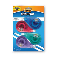 BIC Wite-Out EZ Correct Correction Tape, Non-Refillable, Blue/Yellow Applicators