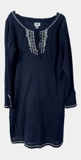 Old Navy Swim Coverup Size Medium Navy Embroidered Shirt Boho Dress Top Tunic