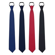 Pre-tied Adjustable Zipper Neck Ties for Men 3.15' Multi-color Tie-4 Pack