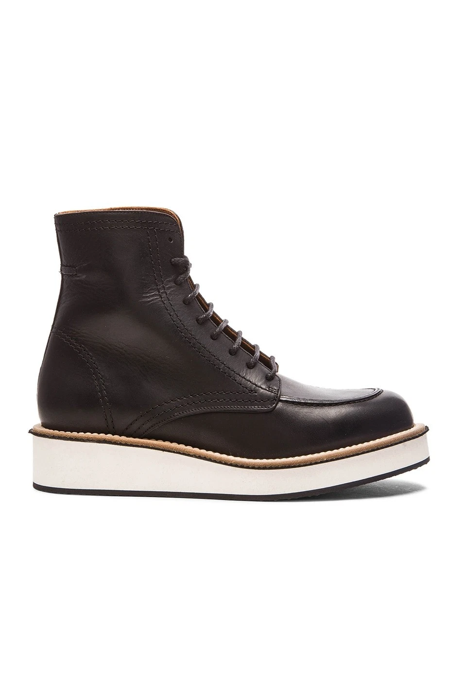 Givenchy — GIVENCHY Mens Rottweiler Black Leather White Wedge Sole Work Boots 46/12-12.5