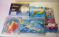 Lot of 6 Assorted Inflatable Pool Floats, Swim Rings, Tubes, Beach Ball - New