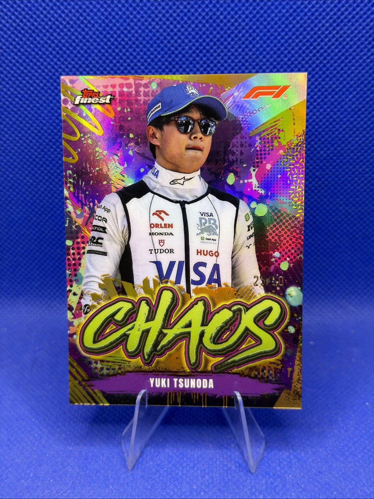 2024 Topps Finest Formula 1 Gold /50 Chaos Yuki Tsunoda F1 Chrome SP #CH-17