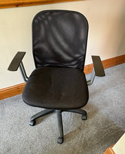 Black Operator/Task Swivel Office Chair, Mesh Back, Fabric Padded Seat, Arms