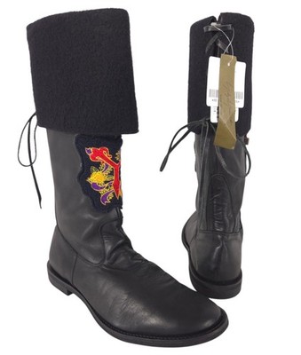 Yohji Yamamoto Pour Homme Embroidered Wool Cuff Boots US 11 EU 44 Black $1850