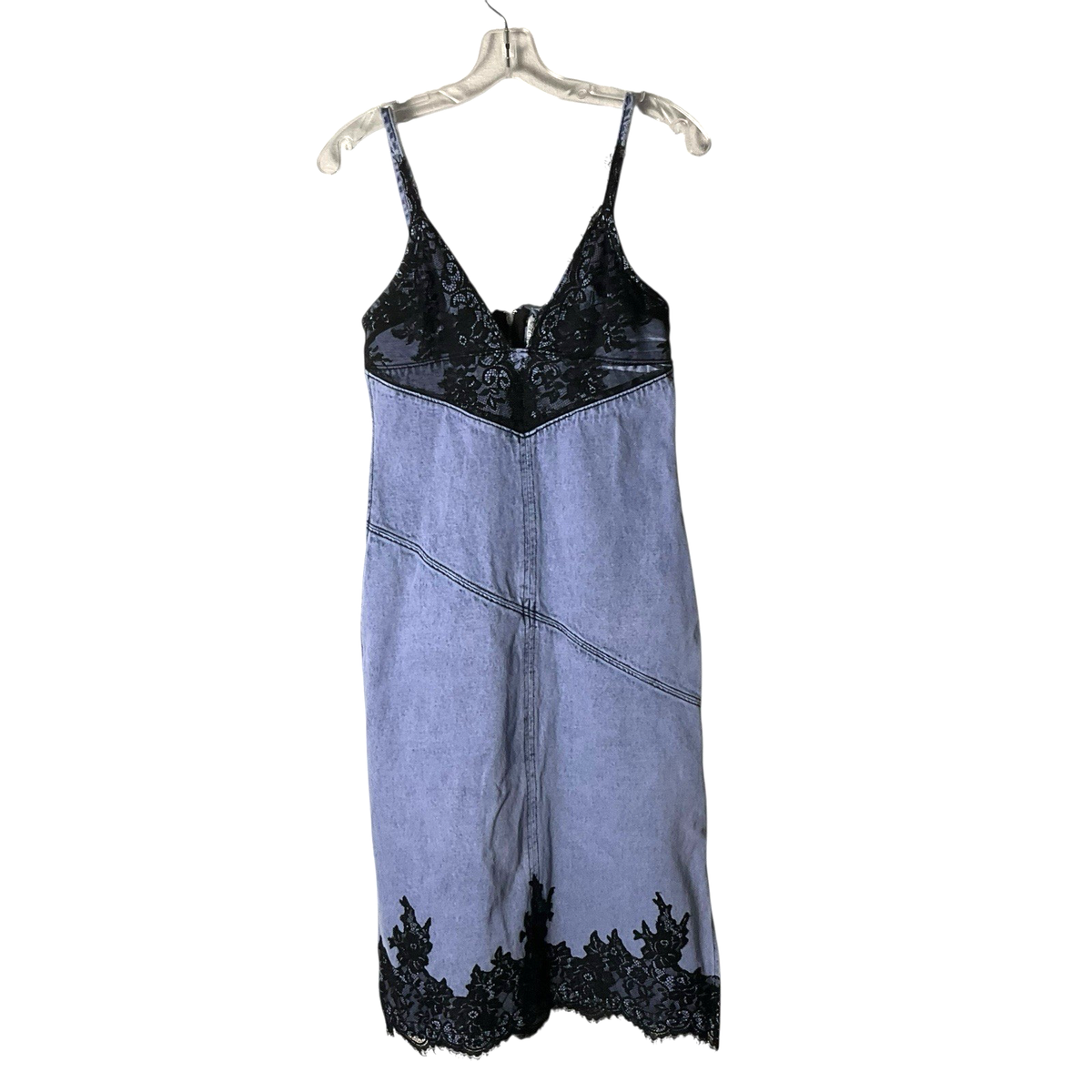 3.1 Phillip Lim Denim Lace Slip Dress Sleeveless Y2K Size 2 Cotton *READ  FLAW*