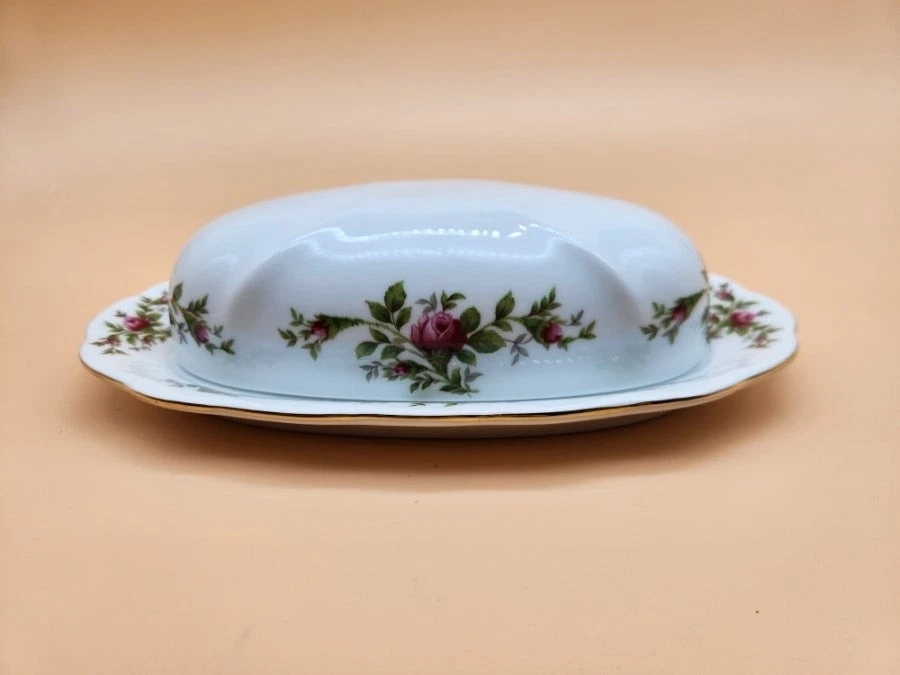 Johann Haviland Moss Rose covered butter dish