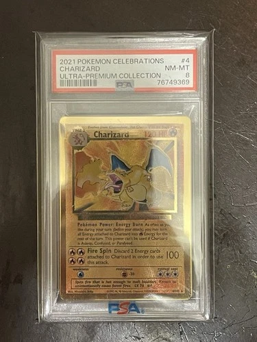 2021 POKEMON CELEBRATIONS ULTRA-PREMIUM COLLECTION METAL #4 CHARIZARD HOLO PSA 8