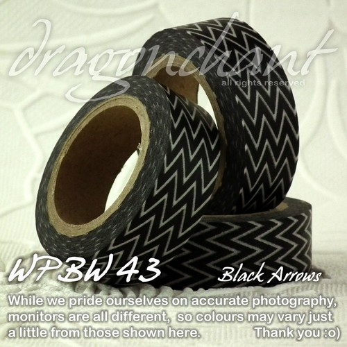 Paper Washi Masking Tape Adhesive Roll Decorative Card Craft Trim BLACK & WHITE - Picture 48 of 51
