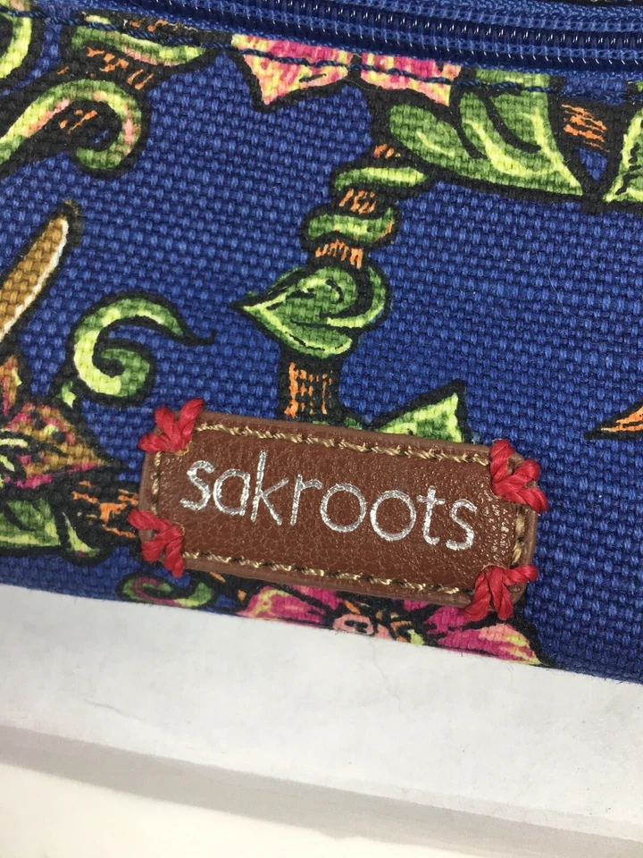Bolsa de viaje Sakroots azul floral lona amor maquillaje lápiz joyería Cas 8" X 2,5" Foto 3 de 4
