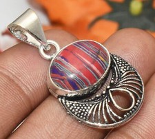 Rainbow Calsilica Gemstone Pendant 925 Silver Plated U311-D226