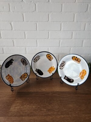 Creatively Yours Hand Painted Ceramic Sleeping Cats Salad Plate By Karen Dealwis