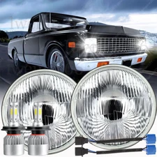 Pair 7" Round HI/LO Beam LED Headlights for Chevrolet 1962-1980 C10 Pickup Truck