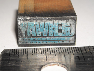 Vintage GENWAY Logo Letterpress Printers Block ENGRAVED Metal Stamp