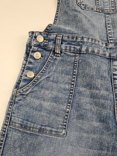 Jordache Wide Leg Denim Bib Overalls Girls Size XL 14-16 Blue Pockets Stretch - Picture 5 of 21