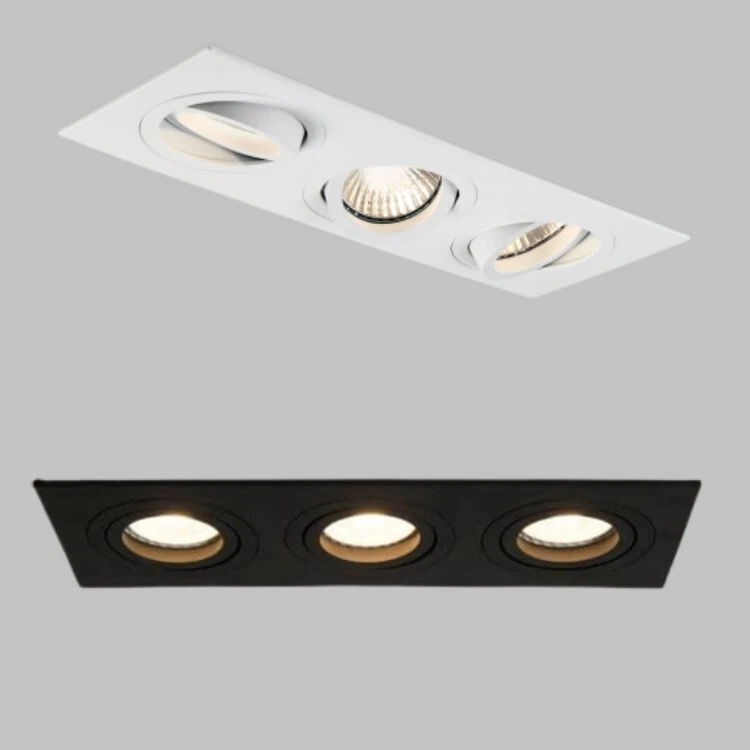 Triple Recessed Ceiling Downlights GU10 Tilt Angle Adjust LED Spotlight Fitting